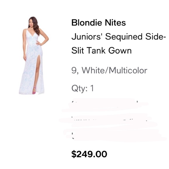 Macys Sequence Prom Dress. Size 9. White with multicolor sequence. Worn Once.